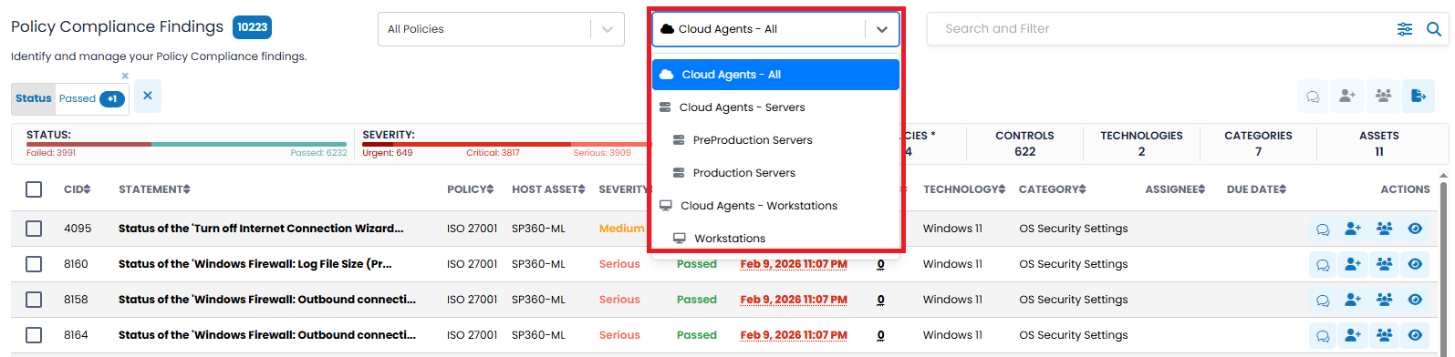 Policy Dropdown Filter