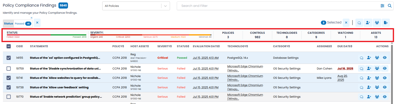 Policy Compliance Insights Bar